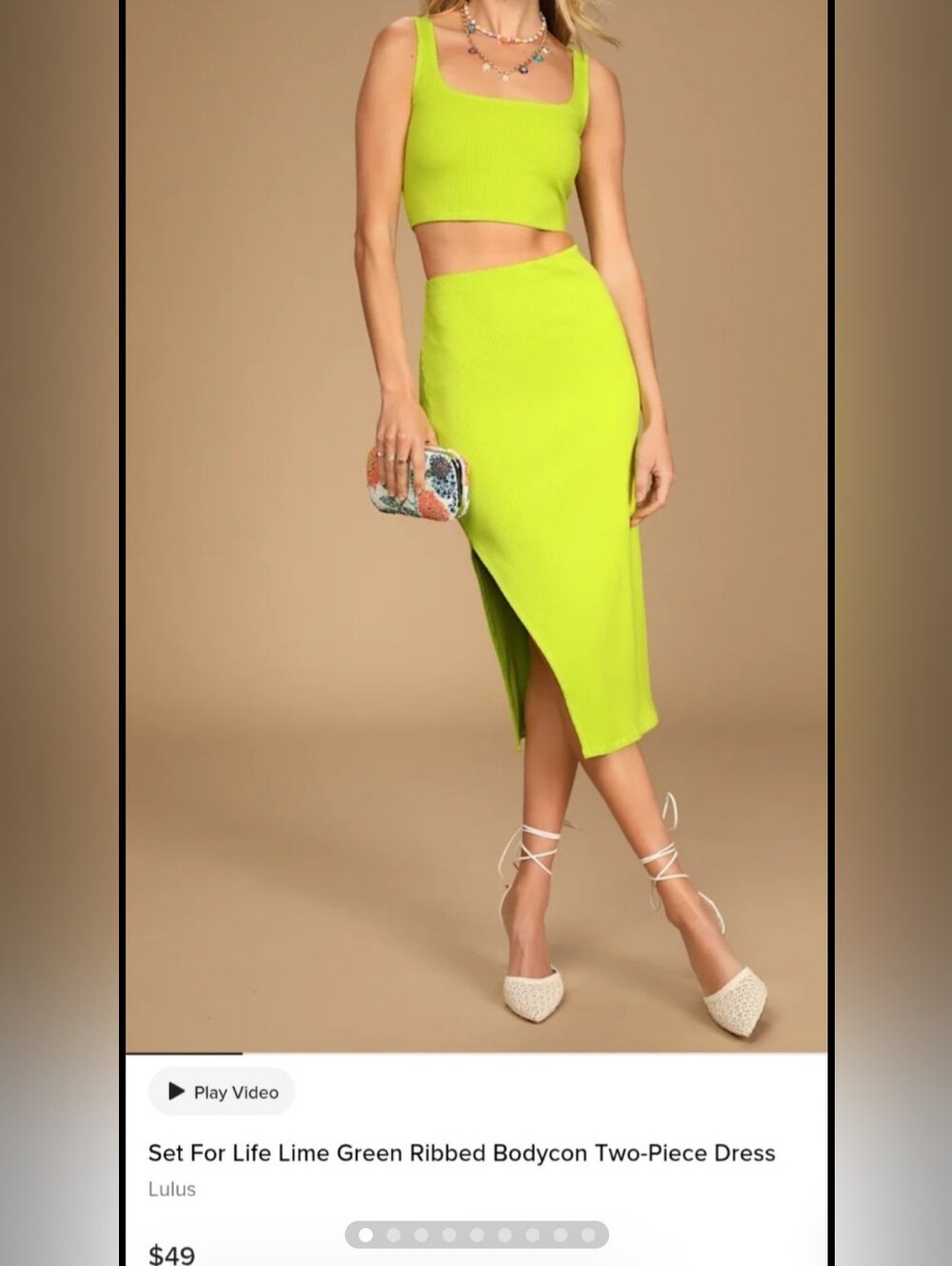Lulu's Lime Green Asymmetrical Ribbed Midi Skirt